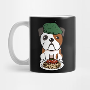 Dog eating Spaghetti - bulldog Mug